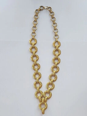 Vintage 1960s, Goldette Statement Necklace Textured Gold Tone